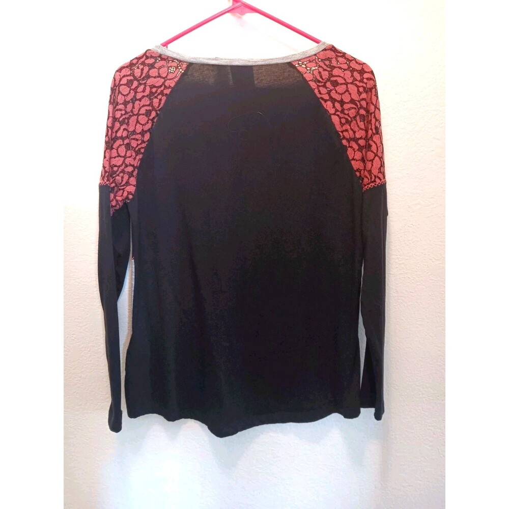 Harley-Davidson Women's Colorblock Raglan Top Coral Lace Eagle Live To Ride Sz L - Picture 5 of 10